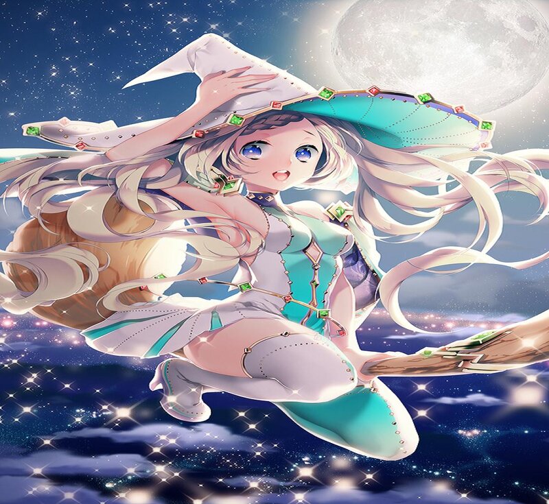 Anime Witch Flying — Blue