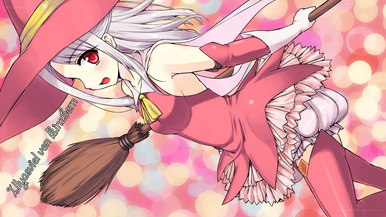 anime witch flying on broom