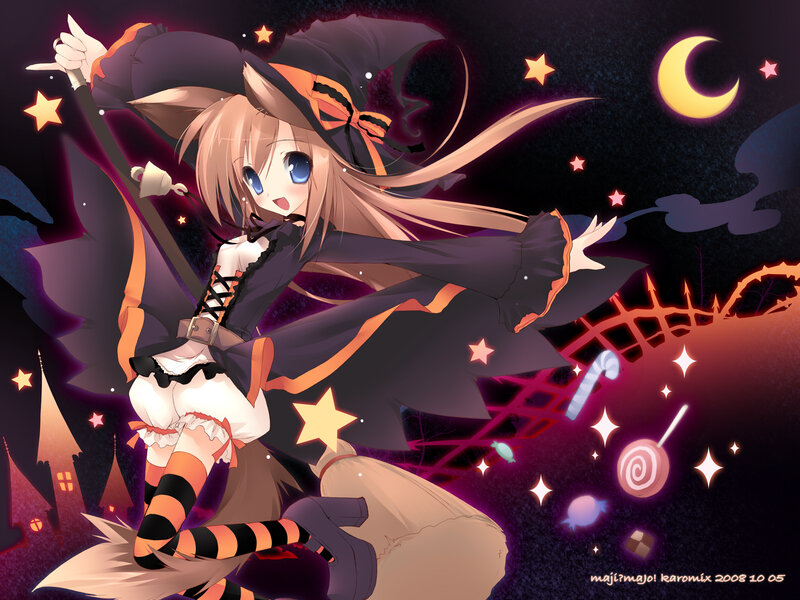 Anime Witch Girl — Purple, Magical, Night