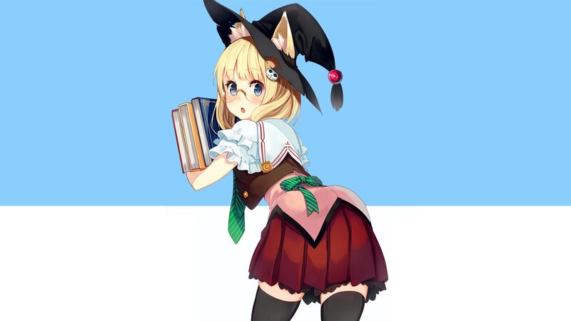 anime witch girl with books