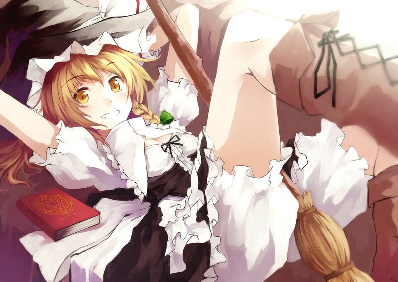 anime witch girl with broom
