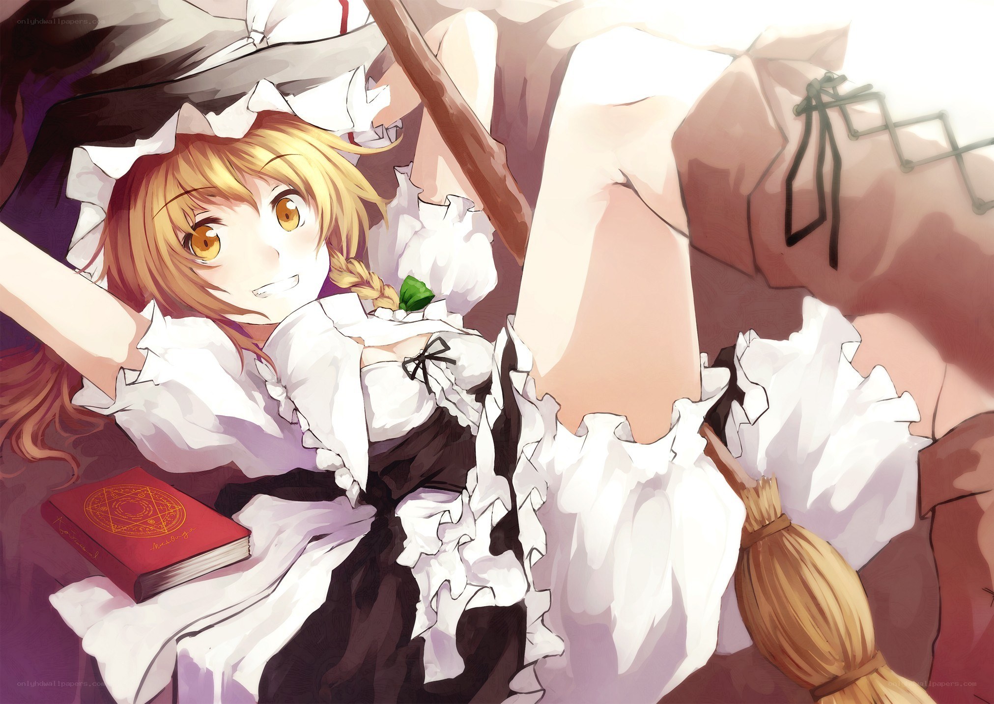 anime witch girl with broom