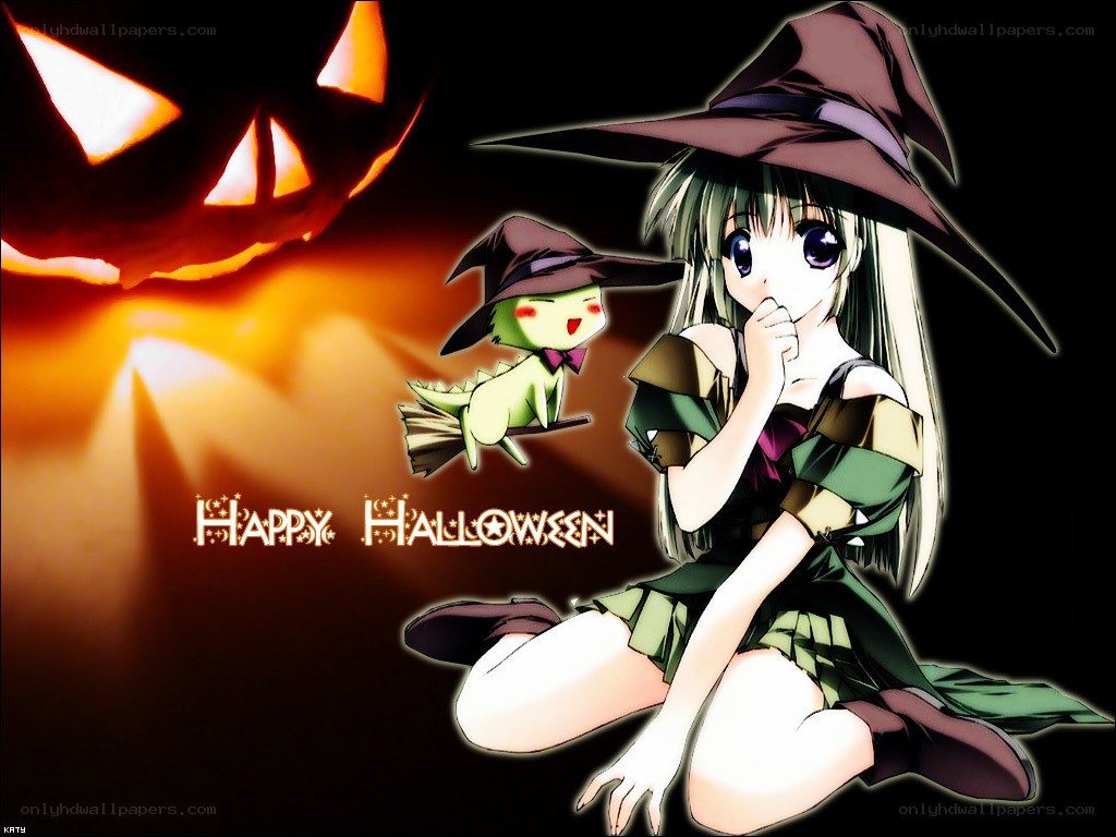 Anime witch Halloween greeting