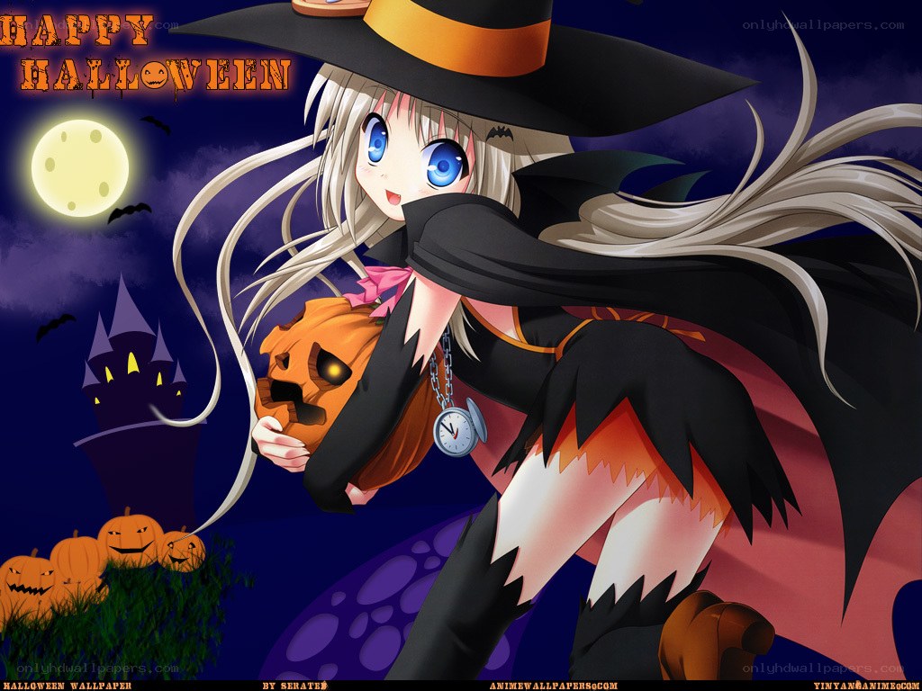 Anime witch Halloween wallpaper