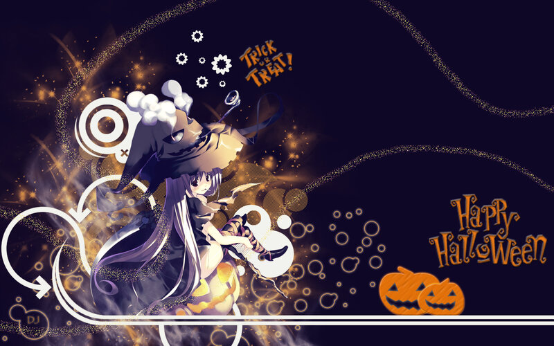 Anime witch Halloween wallpaper
