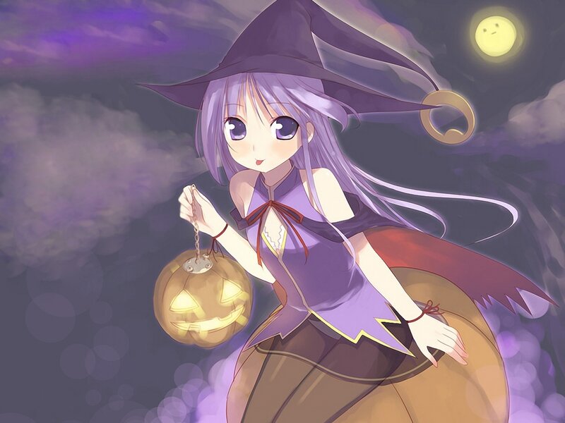 Anime Witch Holding Lantern