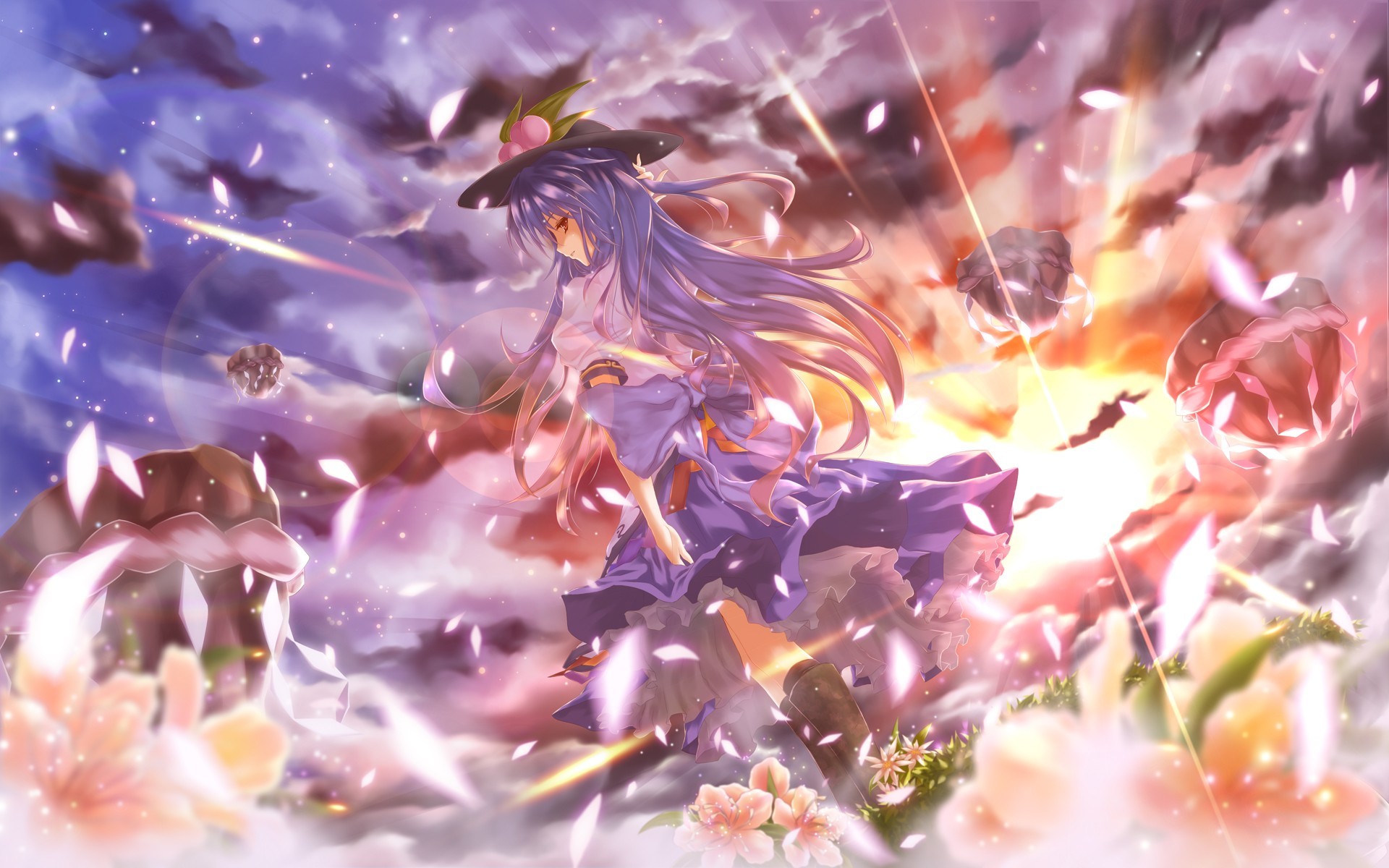 Anime witch in a magical storm