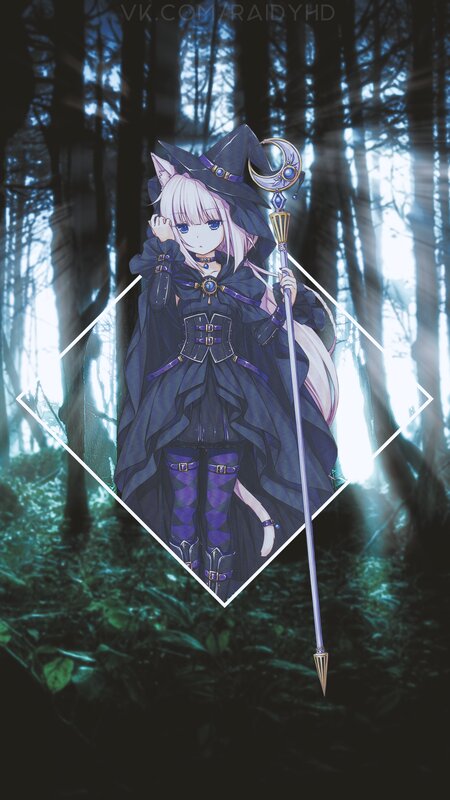 Anime Witch in Forest — Purple, Dramatic