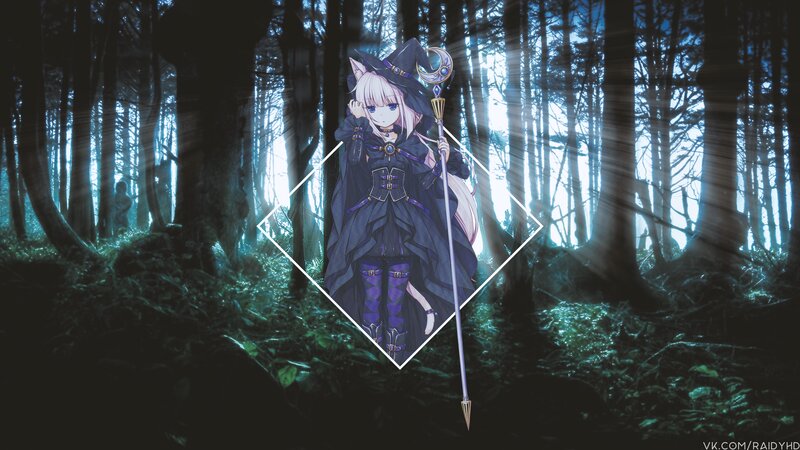 Anime Witch in Forest — Purple, Mysterious
