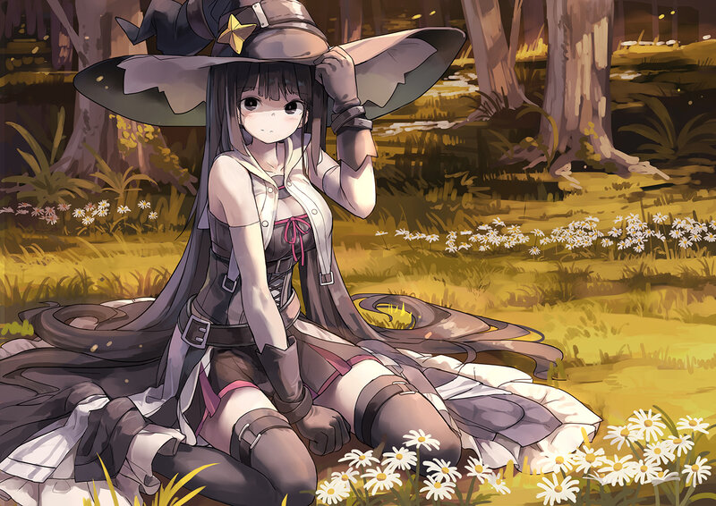 Anime Witch in Forest — Yellow