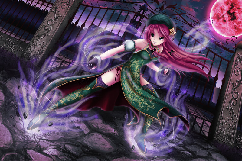 Anime witch in green dress