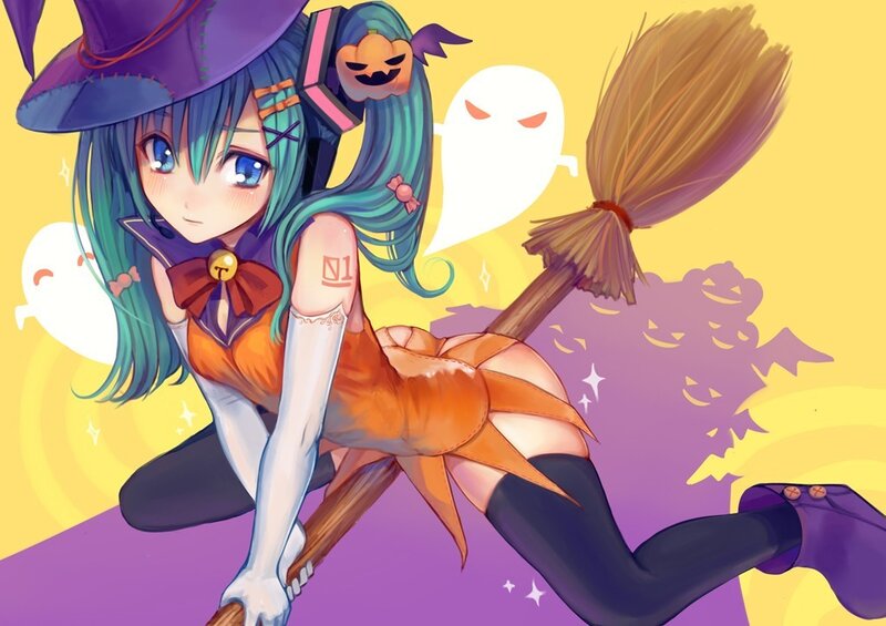 anime witch in halloween costume