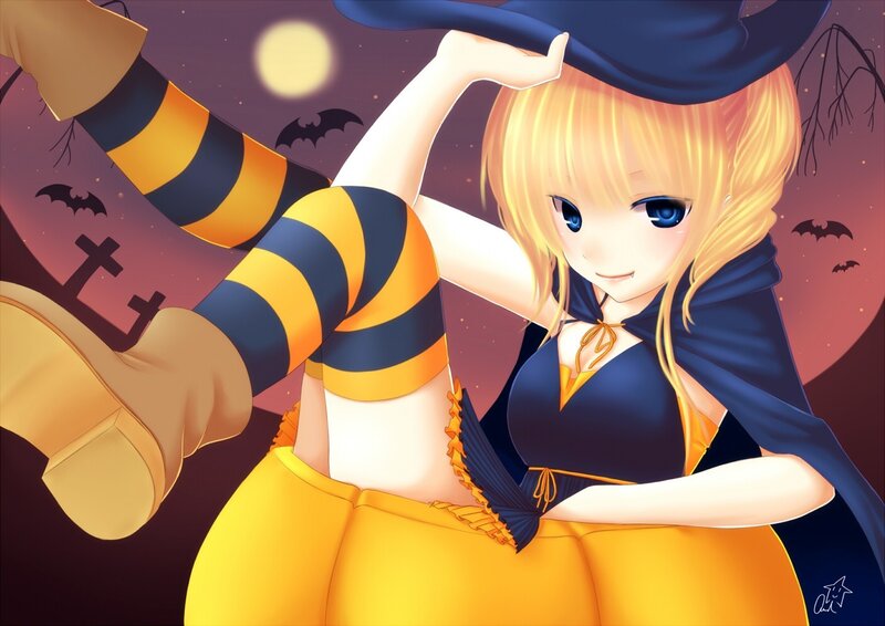 anime witch in halloween costume