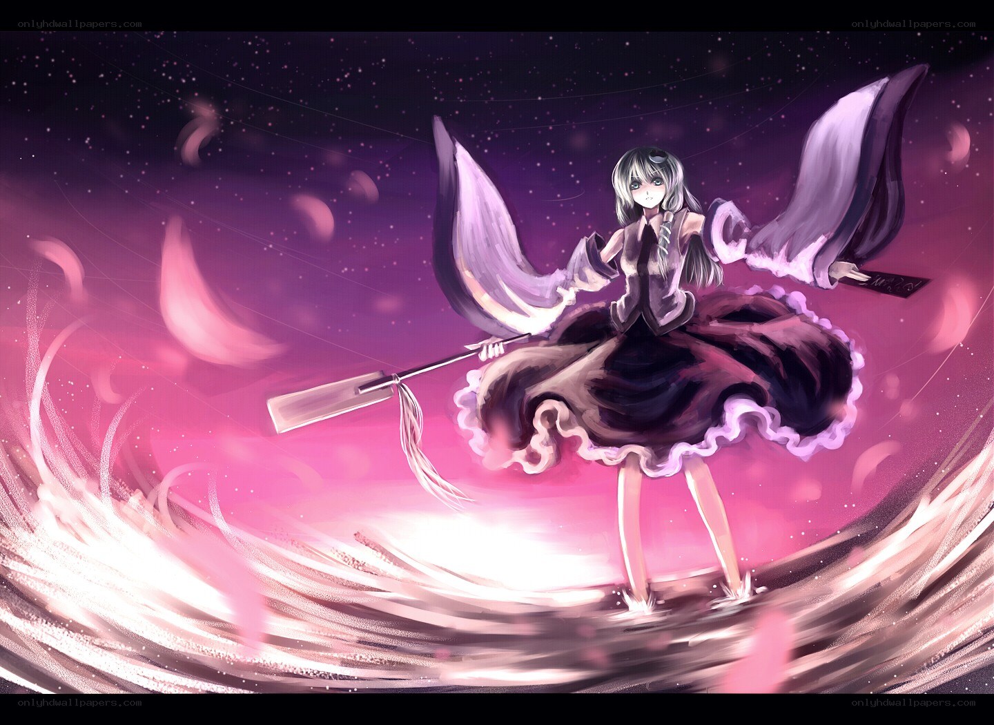 anime witch in pink storm