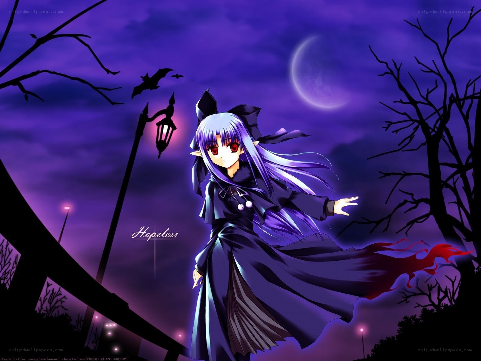 anime witch in purple night