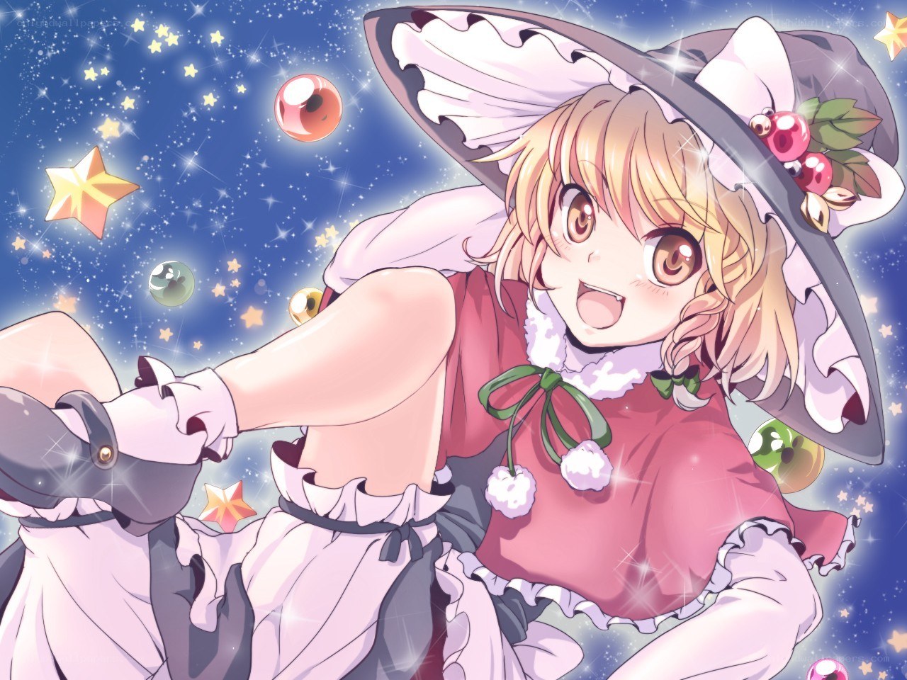 anime witch in starry night