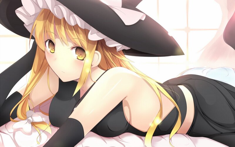 anime witch lying down