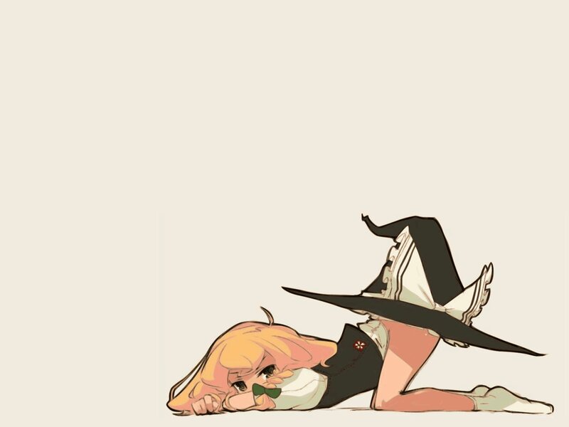 anime witch lying down