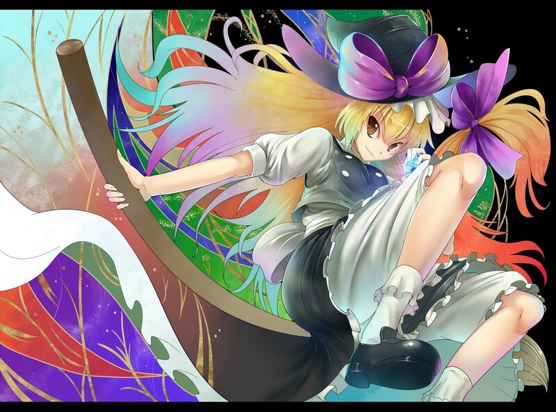 anime witch on a broom