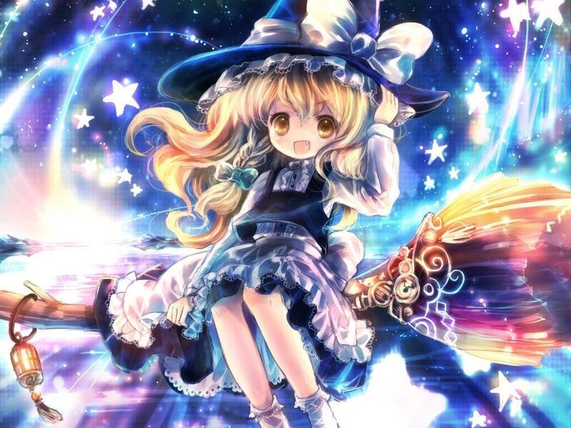 anime witch on a broomstick