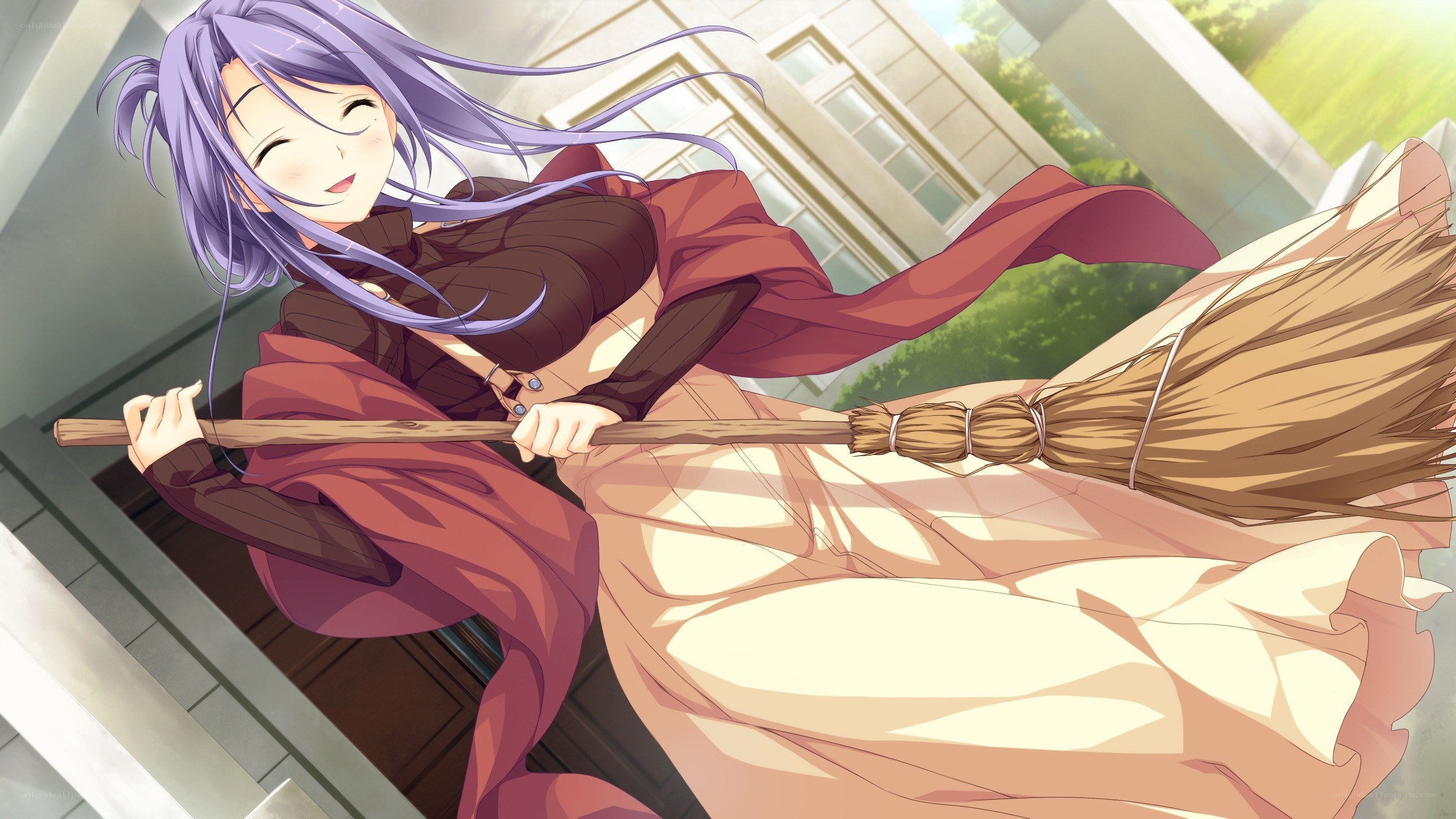 anime witch on a broomstick