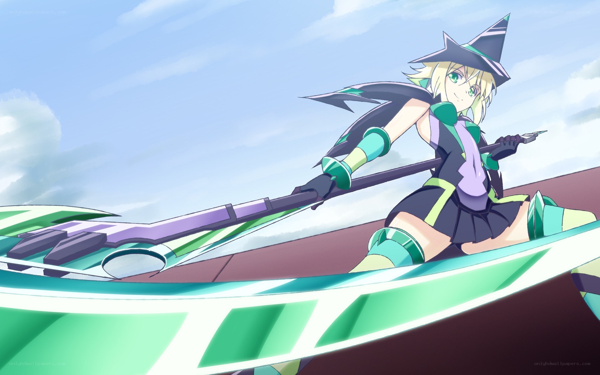 anime witch on a vehicle