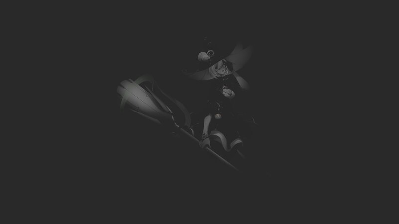 Anime Witch on Broom — Black, Dark