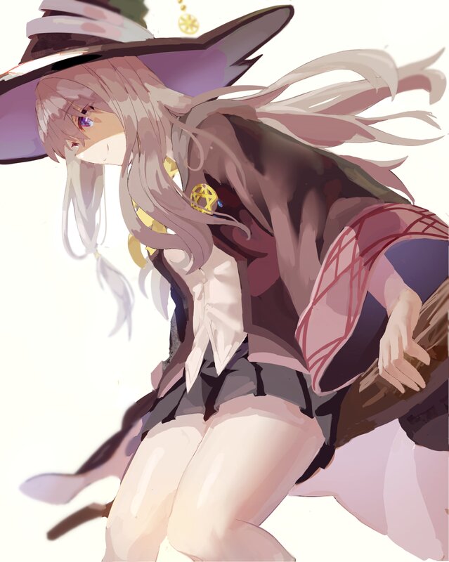 Anime Witch on Broom — Purple, Dynamic
