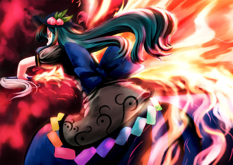 Anime Witch on Broom — Red