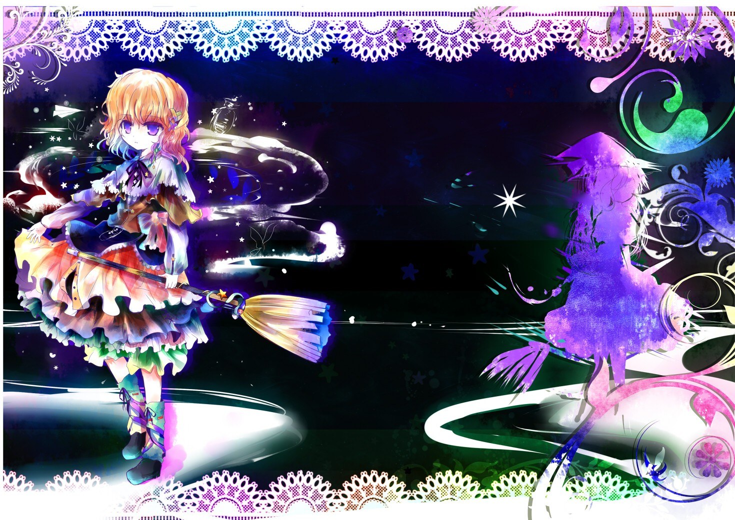 anime witch on broomstick