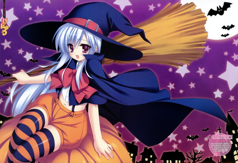 anime witch on broomstick