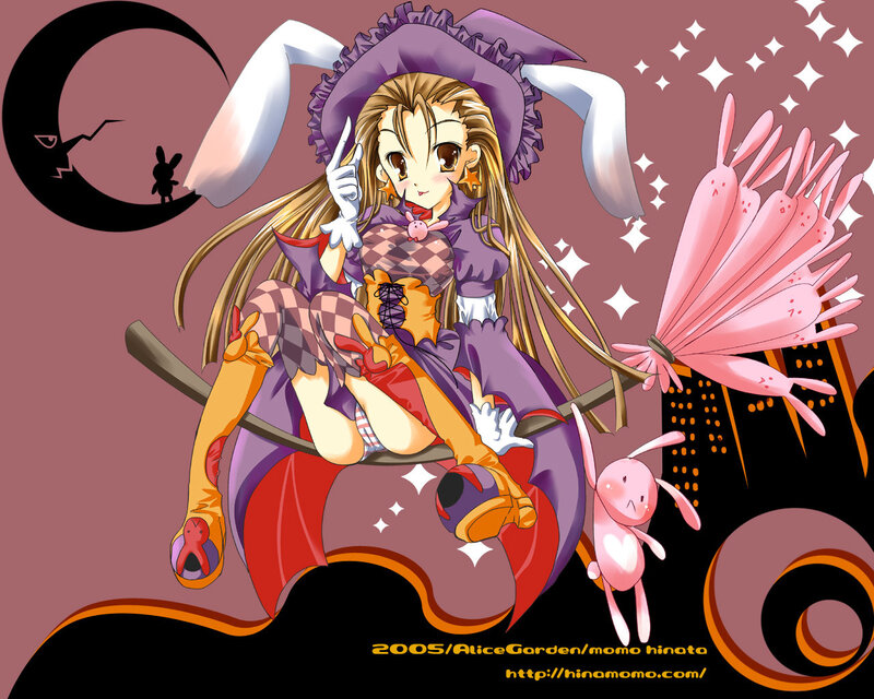 anime witch on broomstick