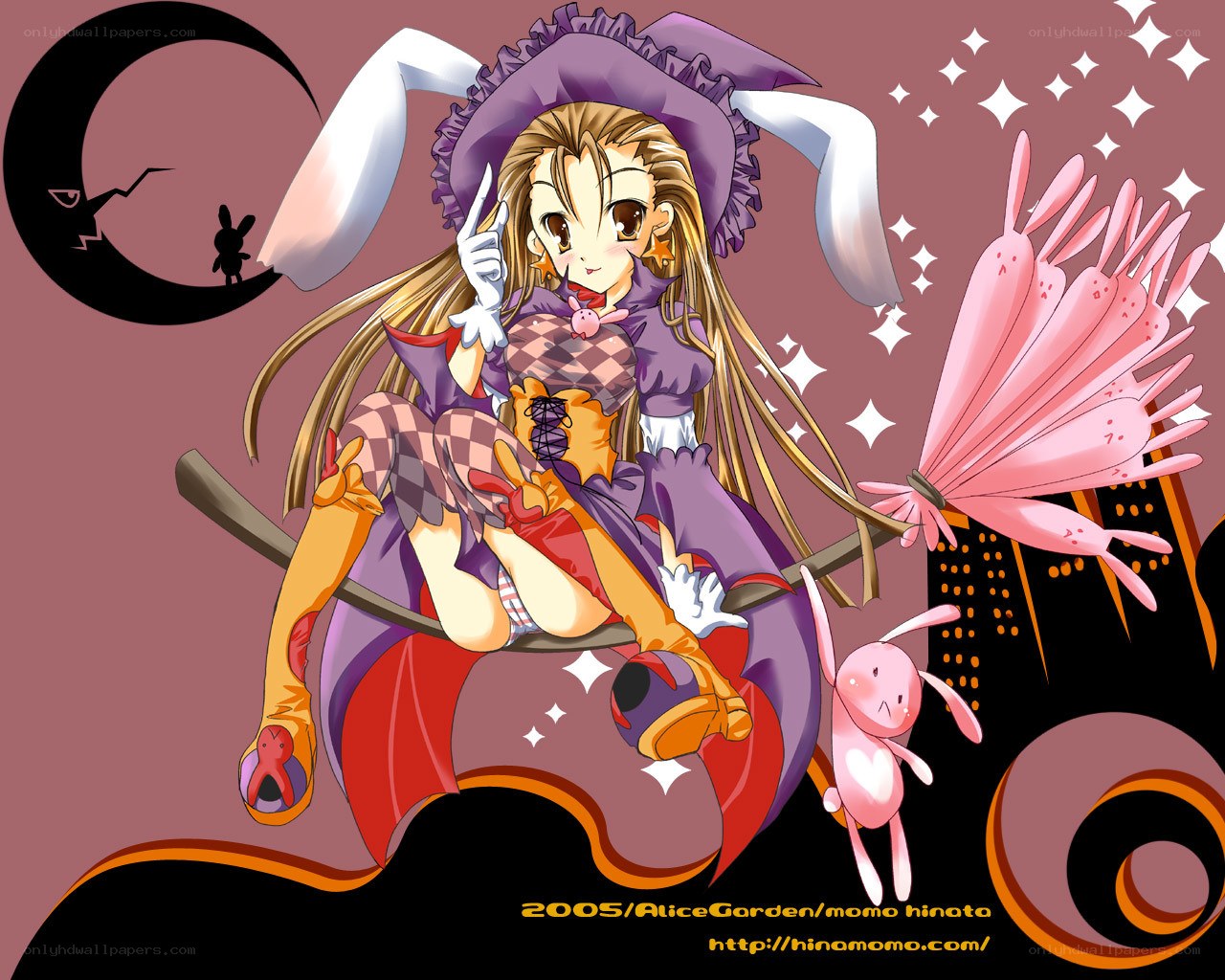 anime witch on broomstick