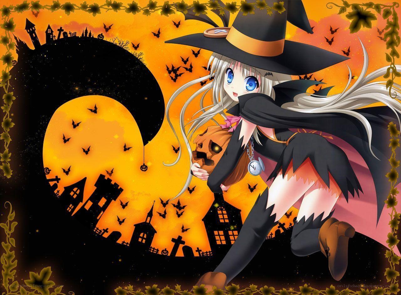 anime witch on halloween