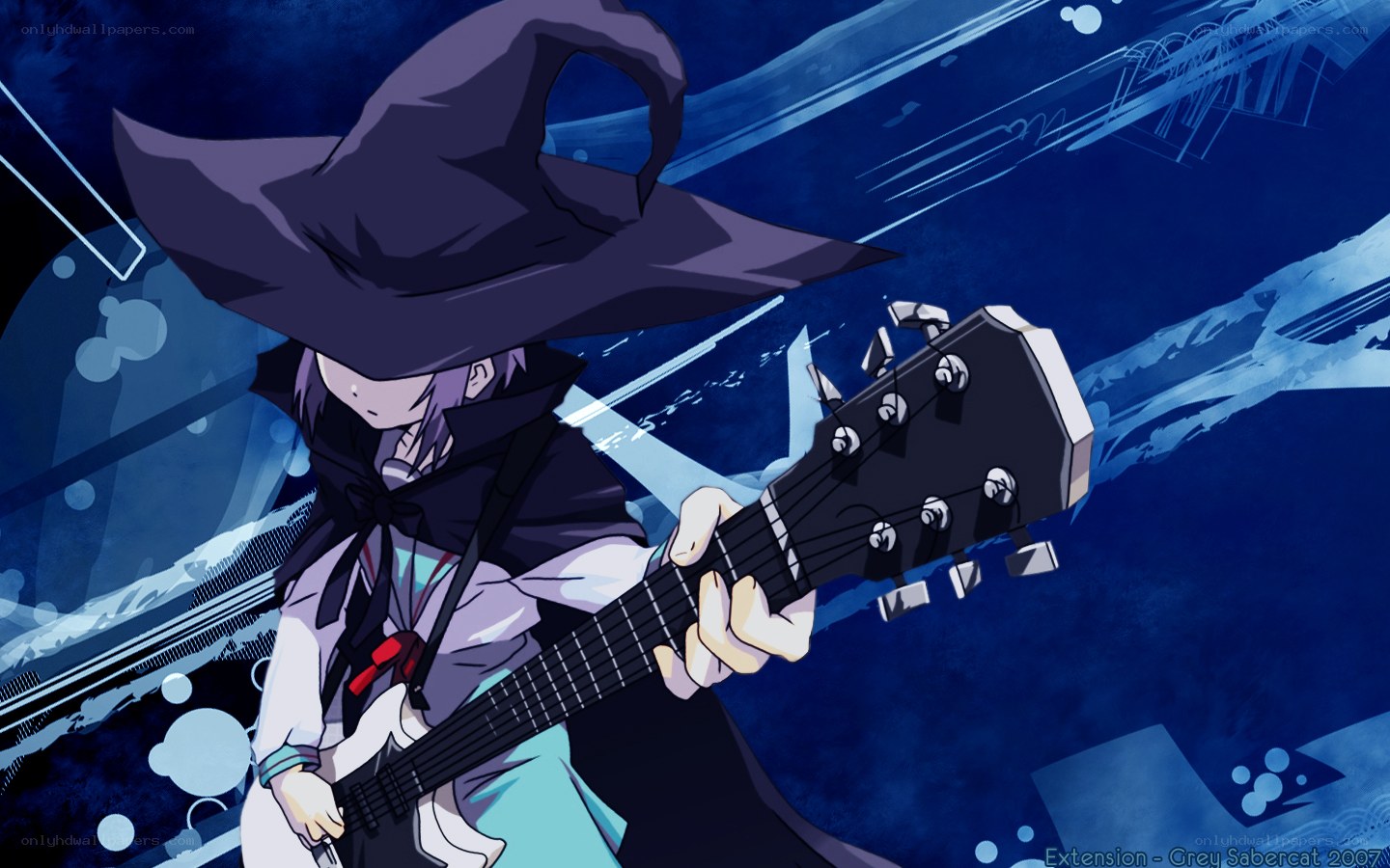 anime witch playing guitar