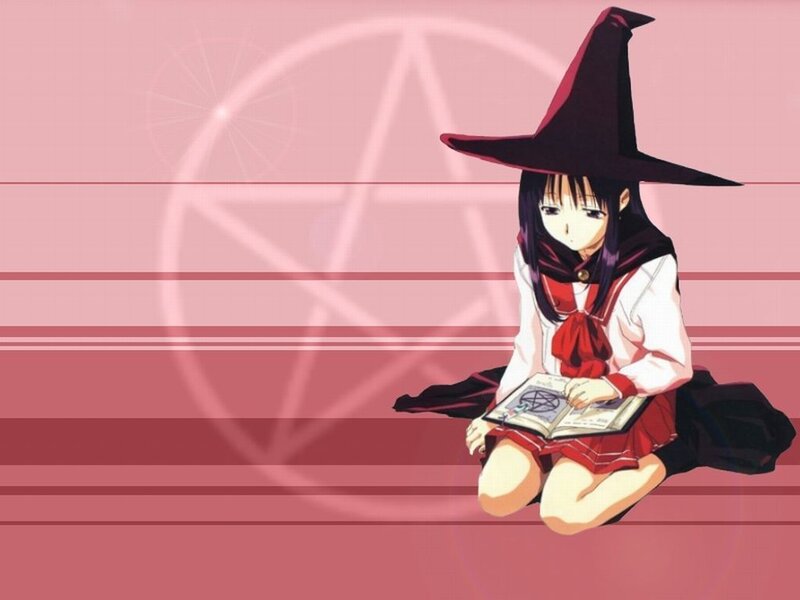 anime witch reading book
