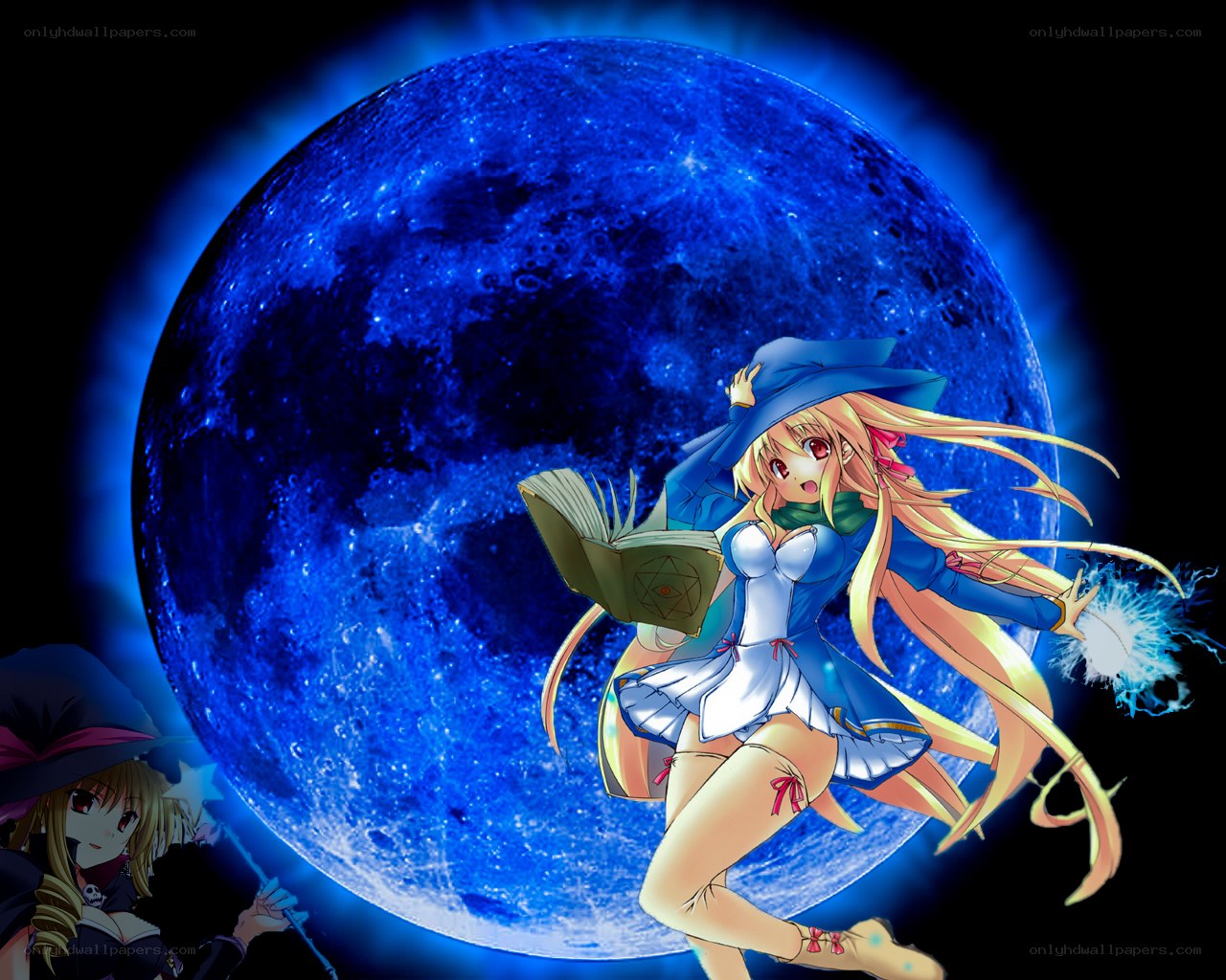 Anime witch under blue moon