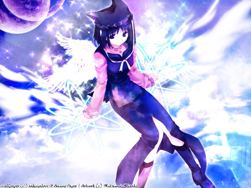 anime witch with angel wings