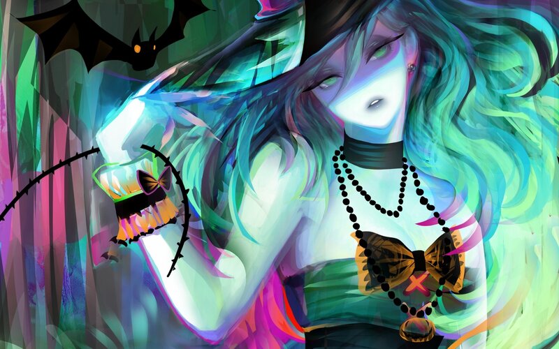 Anime Witch with Bat — Blue