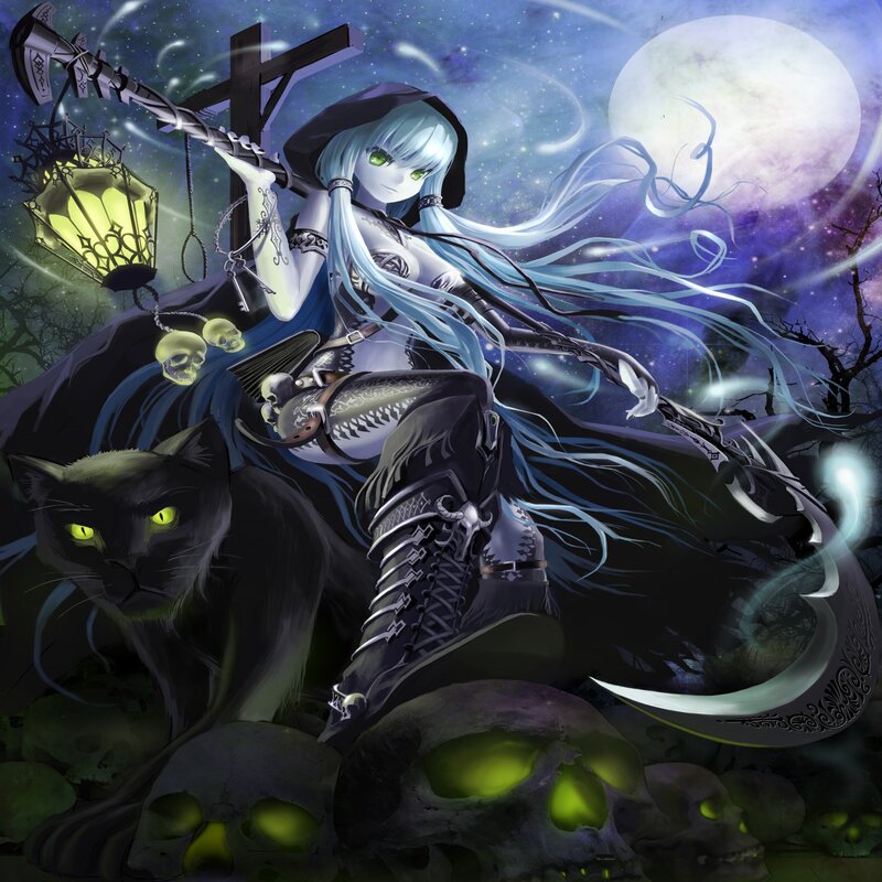 Anime Witch with Black Cat