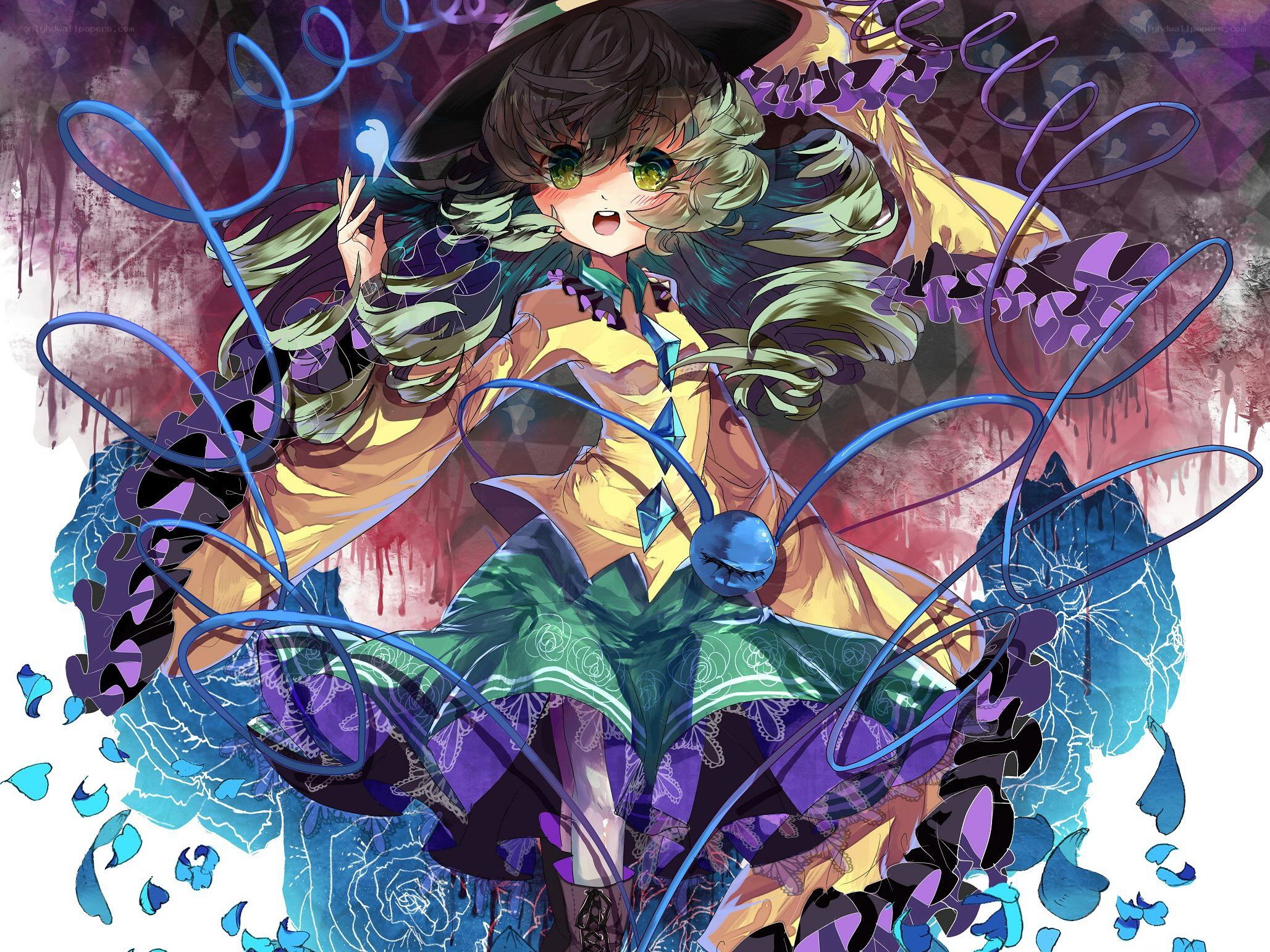 anime witch with blue energy
