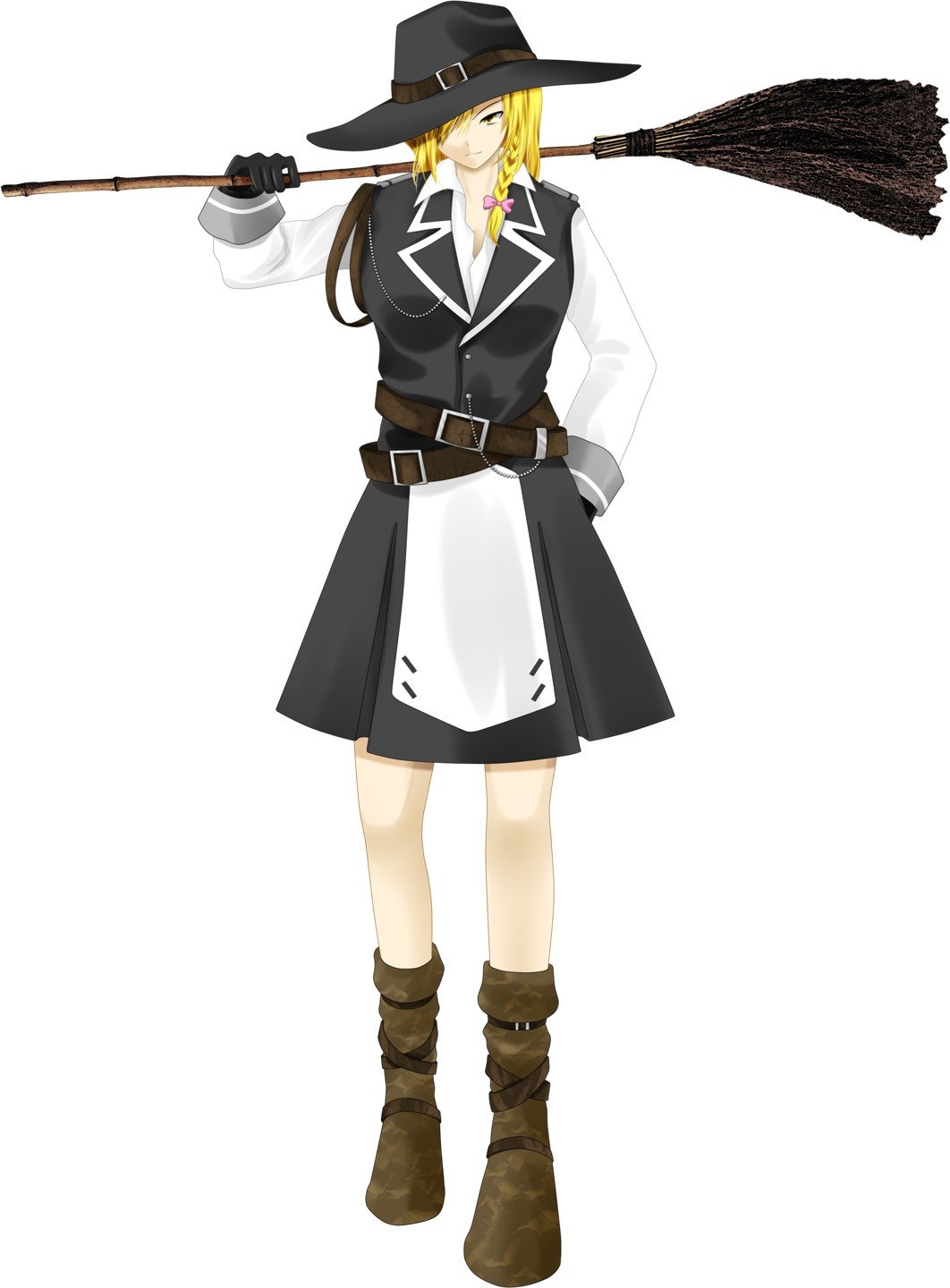 anime witch with broom