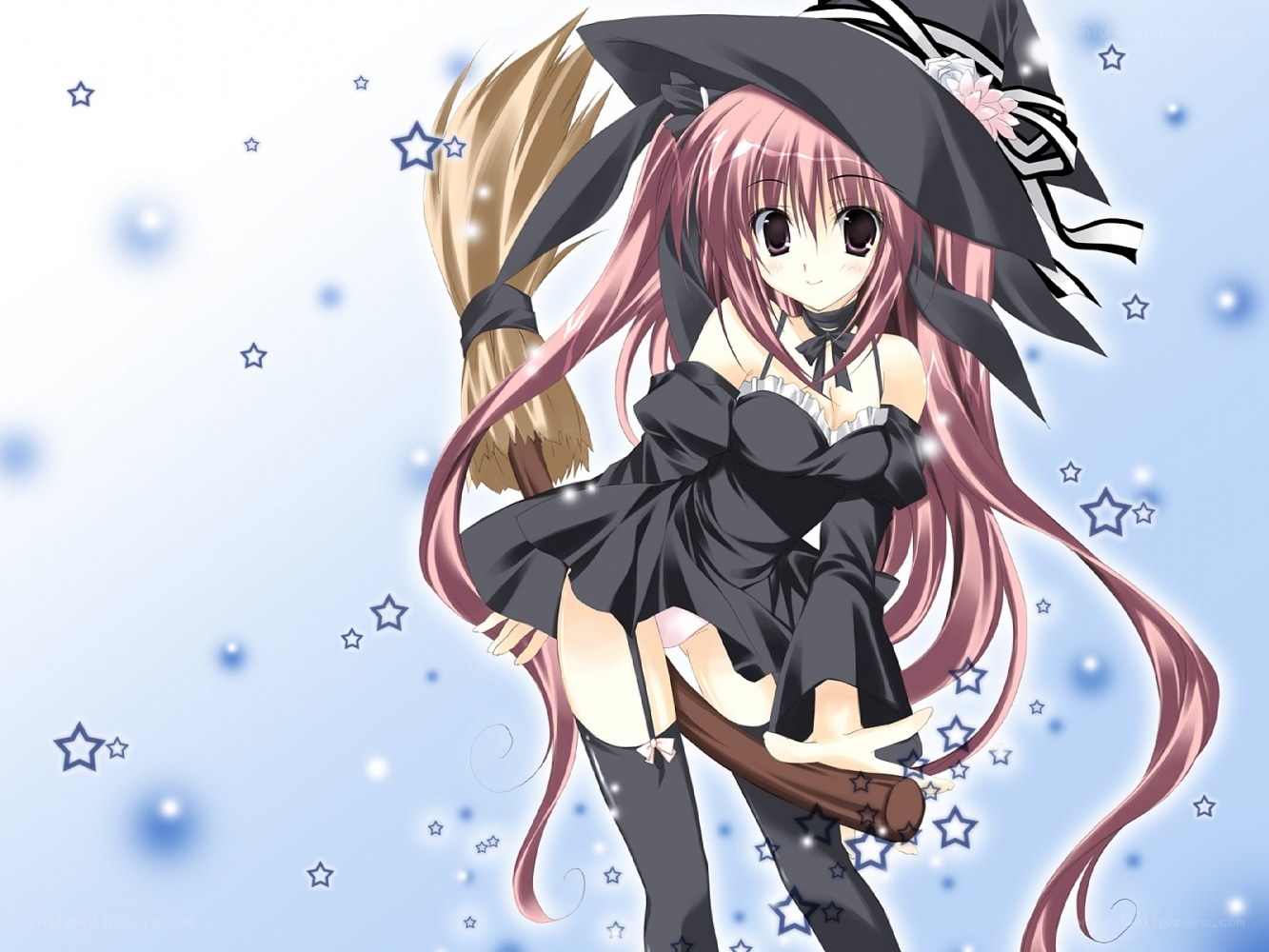 anime witch with broom