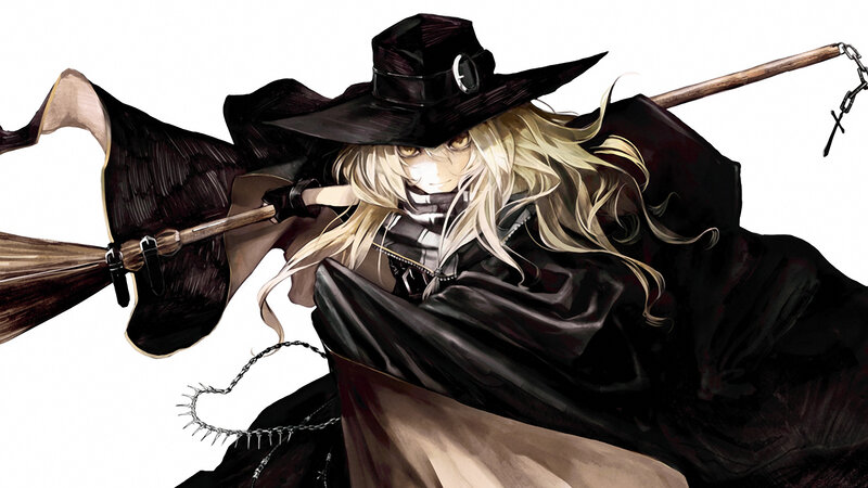 anime witch with broom