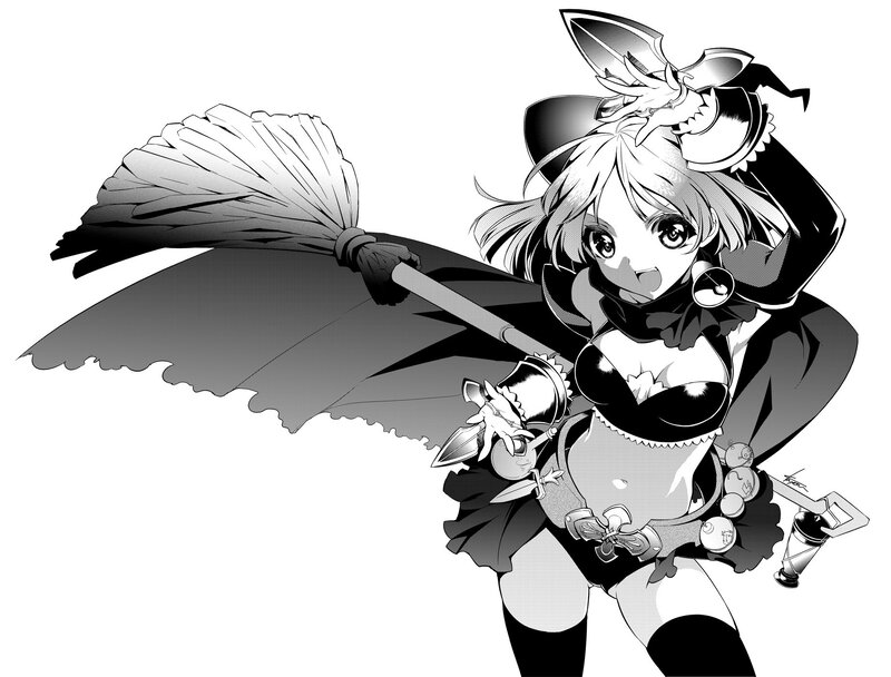 anime witch with broom