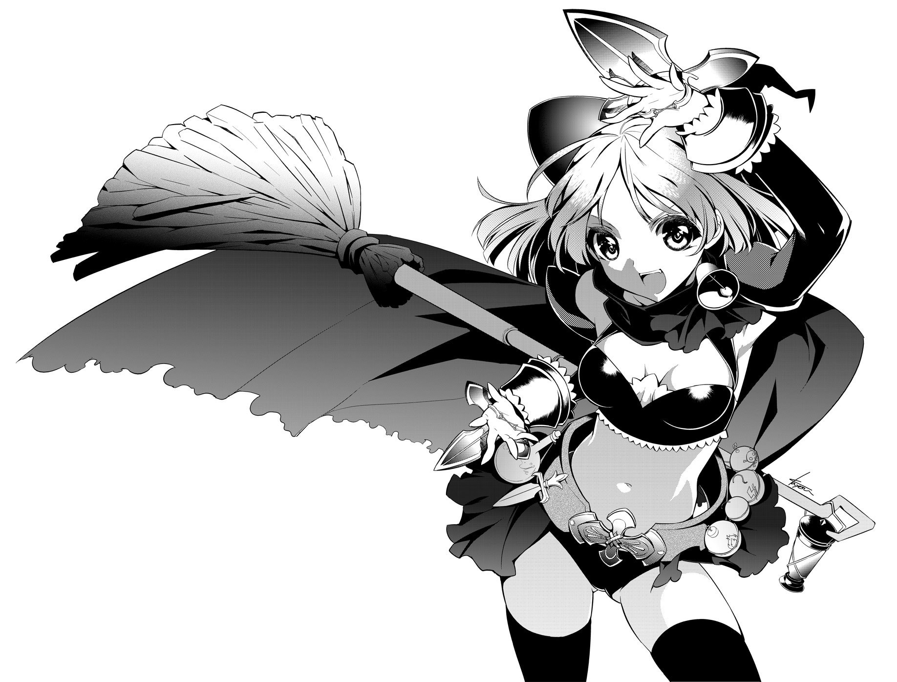 anime witch with broom