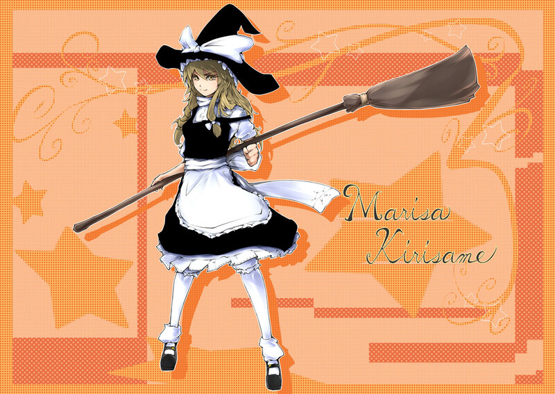Anime Witch with Broom — Orange