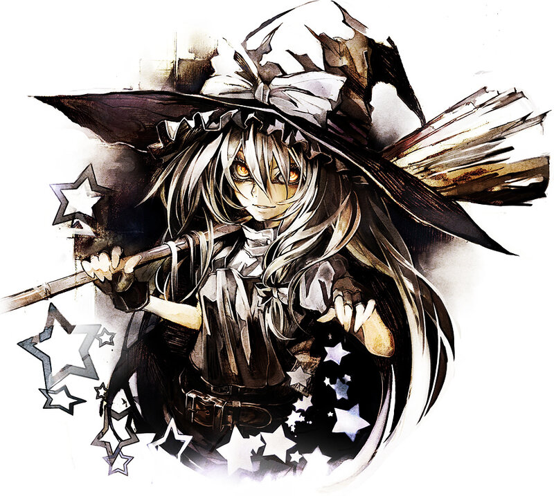 anime witch with broom