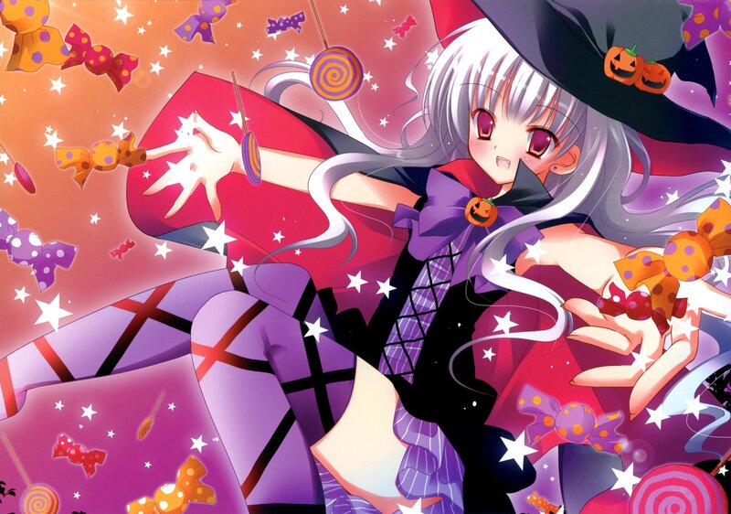 anime witch with candy