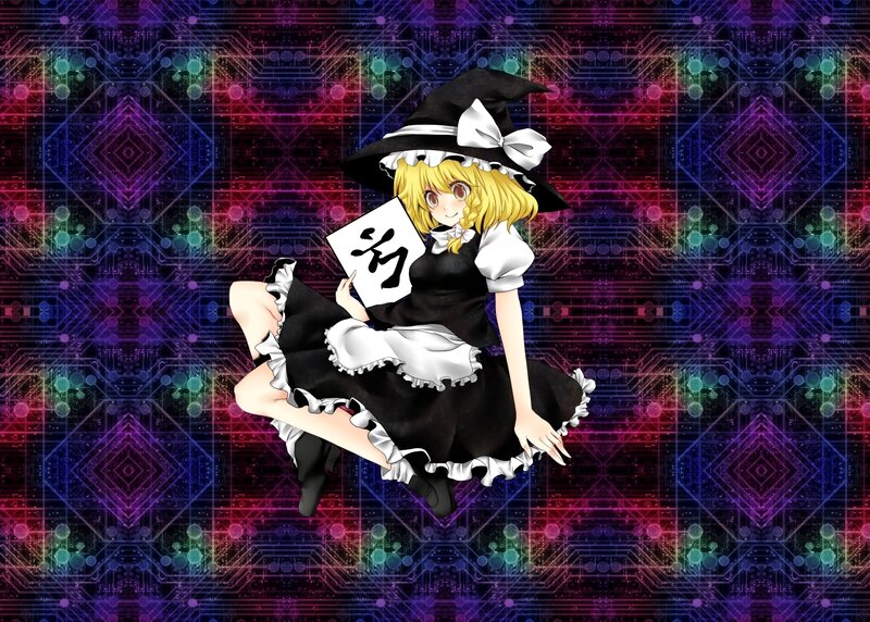 anime witch with circuit background